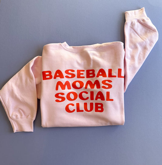 Baseball Moms Sweatshirt in Pink/Red - Adult