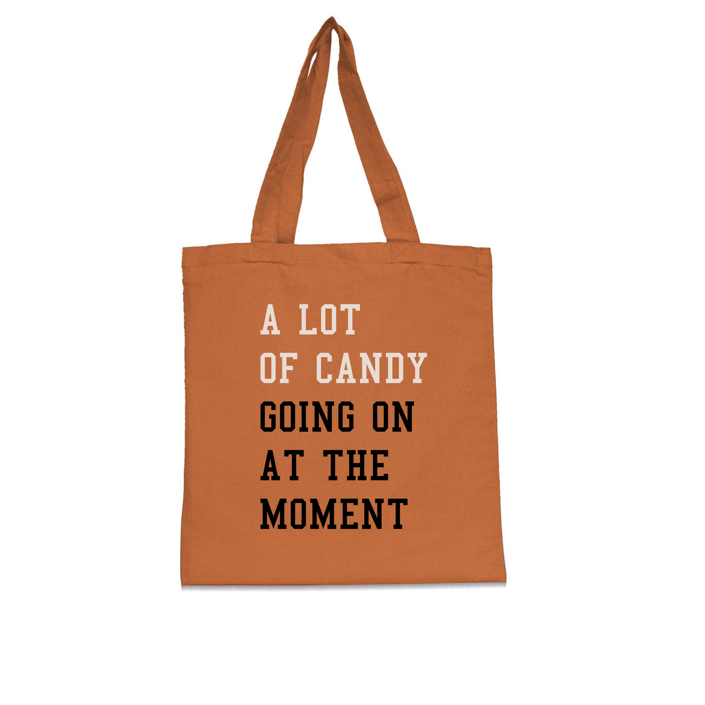 A lot of candy tote in orange