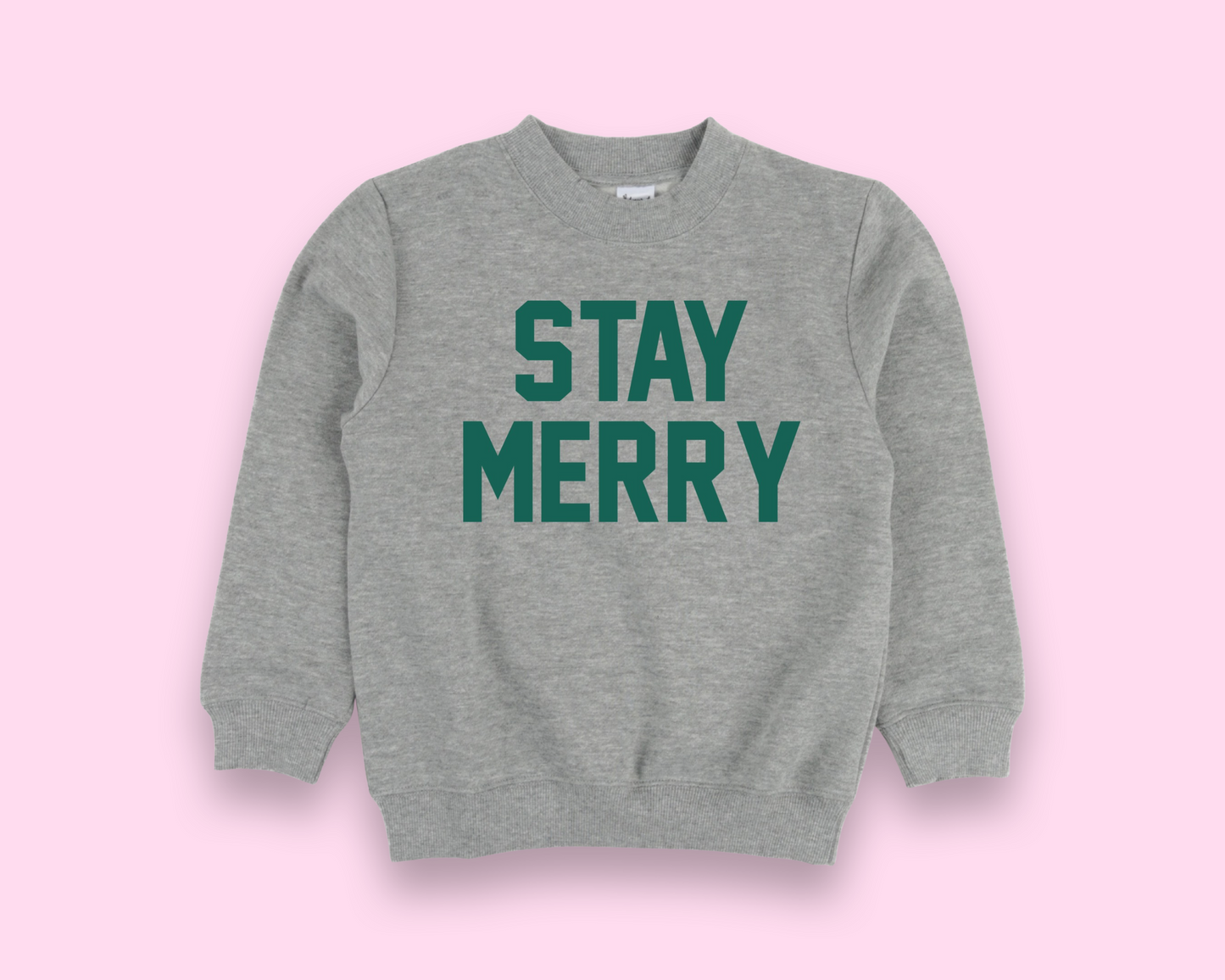 Kid's Stay Merry Sweatshirt - Grey/Green