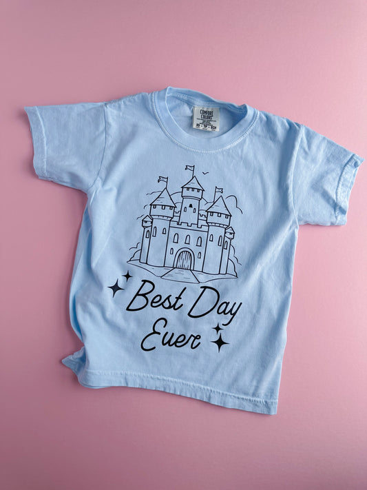 Best Day Ever Castle Tee in Chambray Blue -  Kids/Adult