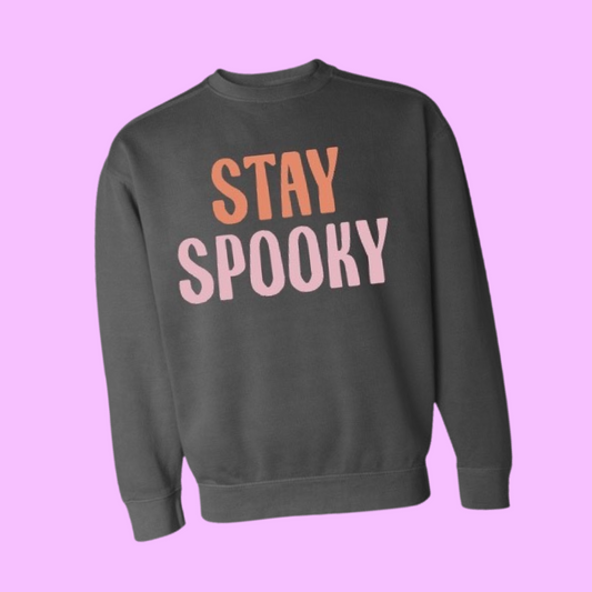 Adult Stay Spooky Pullover - Charcoal/Pink