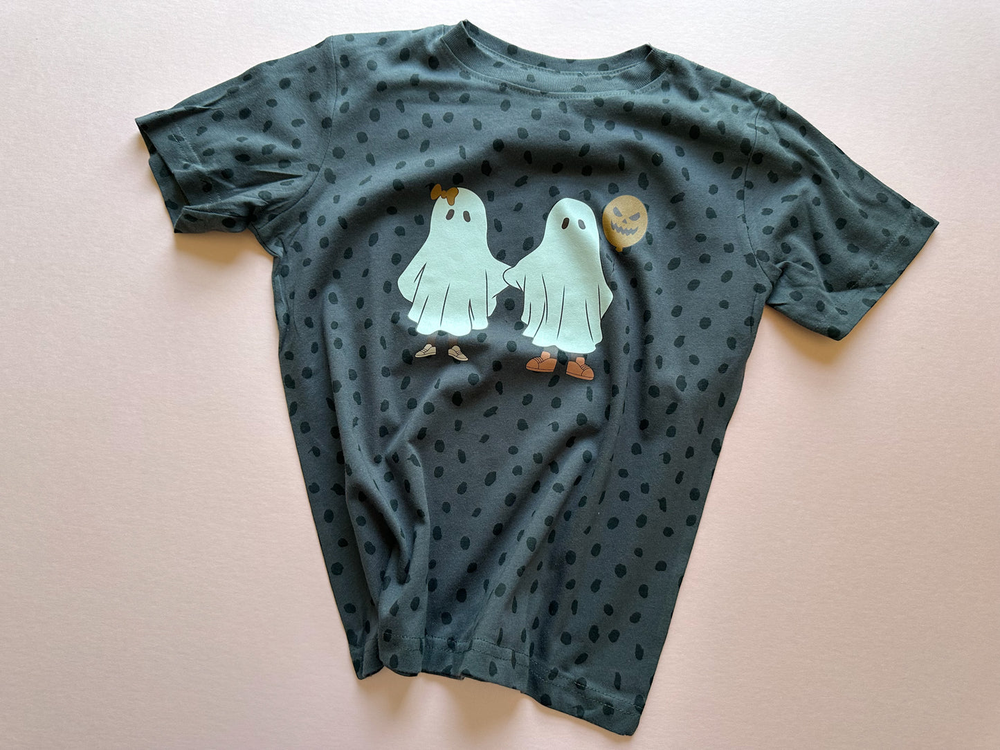 Ghost Bestie Tee in charcoal spotted