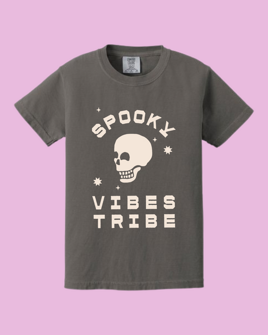 spooky vibes tee charcoal - kids + adult sizing