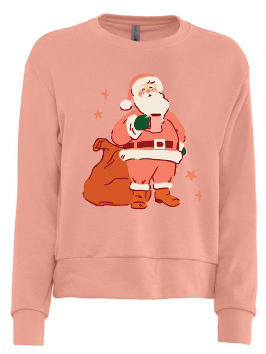 Santa WOMEN'S Sweatshirt - Pink / Light Skin