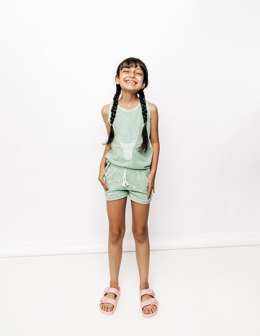 Minty Ice Cream French Terry Short *size up*